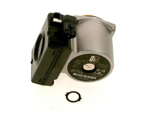 Bosch Pumpenmotor mit einer Metall- und Kunststoffkonstruktion, ausgestattet mit einem elektrischen Anschluss und einer Dichtungsring.